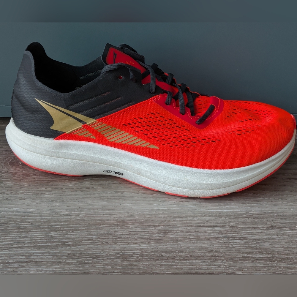 Men's Red Performance Running Shoes with Gold Accent